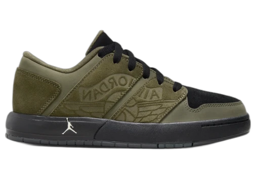 Jordan Nu Retro 1 Low Medium Olive Light Bone Anthracite Black (GS)