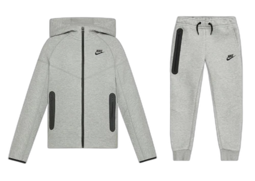 Nike Sportswear Tech Fleece Kids Full Zip Hoodie & Joggers Set Grey/Black