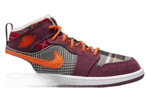 Jordan 1 Mid SE Night Maroon Black White Total Orange (PS)