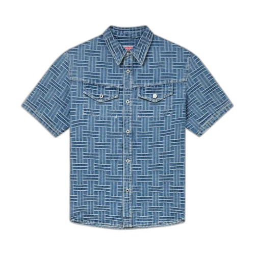 Kenzo Weave Short-Sleeve Shirt 'Stone Bleach Denim'