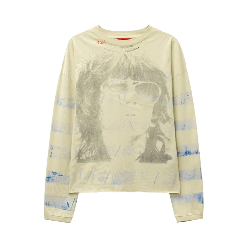 424 Striped Keith Richards Portrait Long-Sleeve 'Salt White'