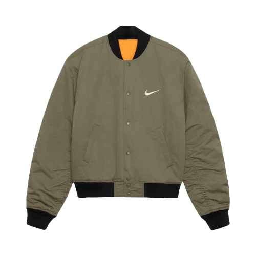 Stussy x Nike Reversible Varsity Jacket 'Medium Olive/Bright Mandarin'