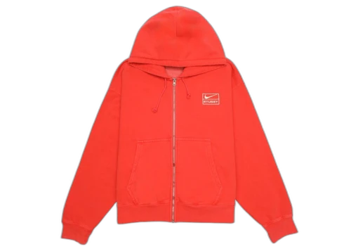 Stussy x Nike Pigment Dyed Fleece Zip Hoodie Habanero Red
