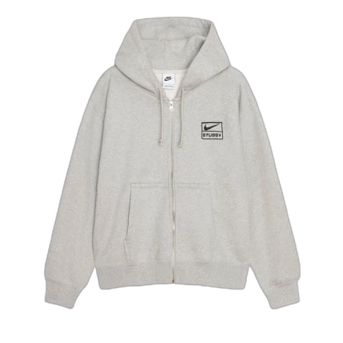 Stussy x Nike Pigment Dyed Fleece Zip Hoodie 'Grey Heather'