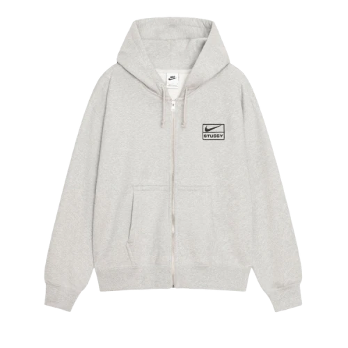 Stussy x Nike Fleece Zip Hoodie 'Grey Heather'