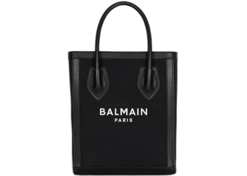 Balmain Leather Trimmed Tote Bag Black