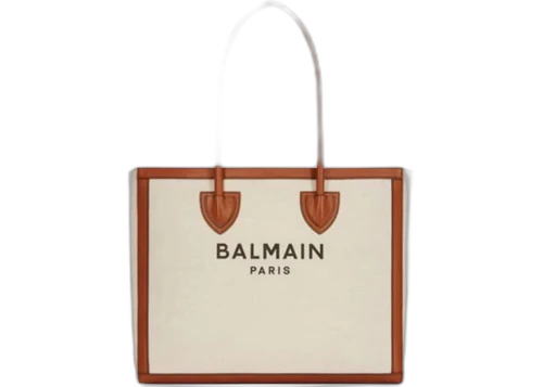 Balmain Army Shopper 42 Logo Tote Bag Beige