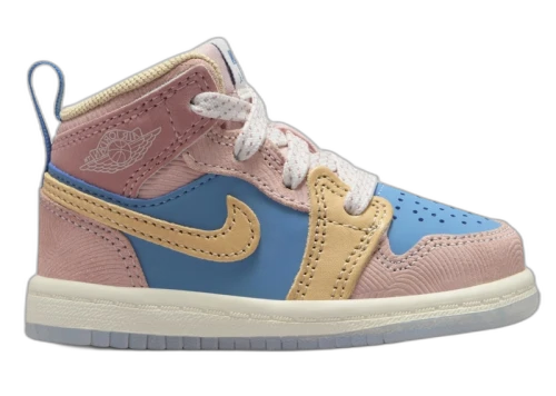 Jordan 1 Mid Sneaker School Aegean Storm Pink Oxford Red Stardust Hemp (TD)