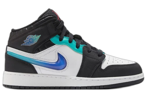 Jordan 1 Mid SE Black White Hyper Jade (GS)
