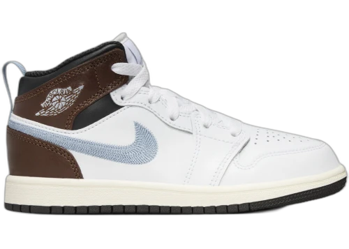 Jordan 1 Mid SE White Black Sail Blue Grey (PS)