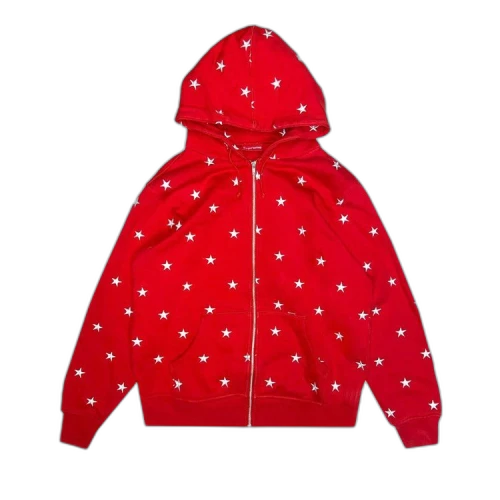 Supreme Stars Zip Up Hoodie 'Red'