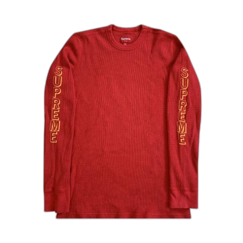 Supreme Logo Thermal Long Sleeve Shirt 'Red'
