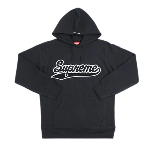 Supreme Chenille Script Hooded Sweatshirt 'Black'