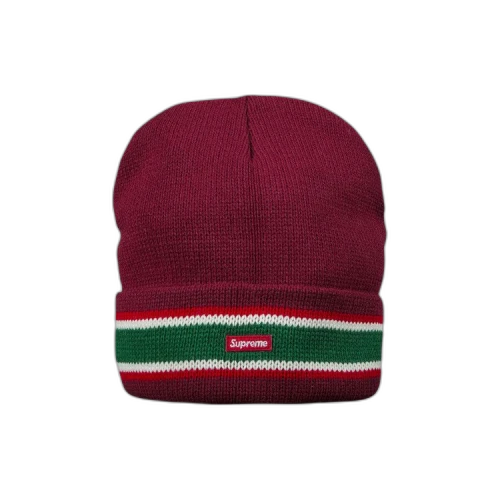Supreme Striped Cuff Beanie 'Burgundy'