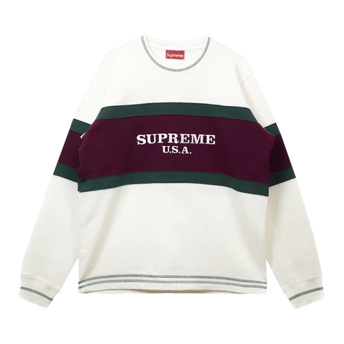 Supreme Center Stripe Crewneck 'White'