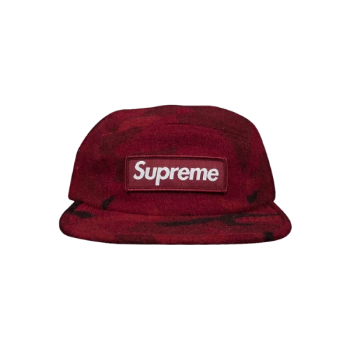 Supreme Camo Wool Camp Cap 'Burgundy'
