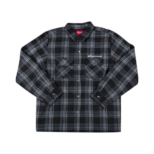 Supreme Independent Quilted Flannel Shirt 'Black'