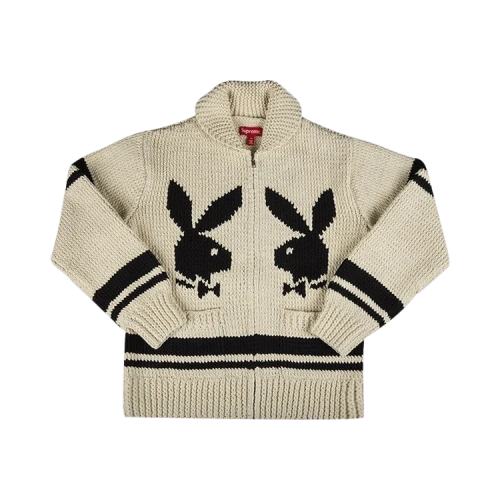 Supreme x Playboy Shawl Collar Full Zip Sweater 'White'
