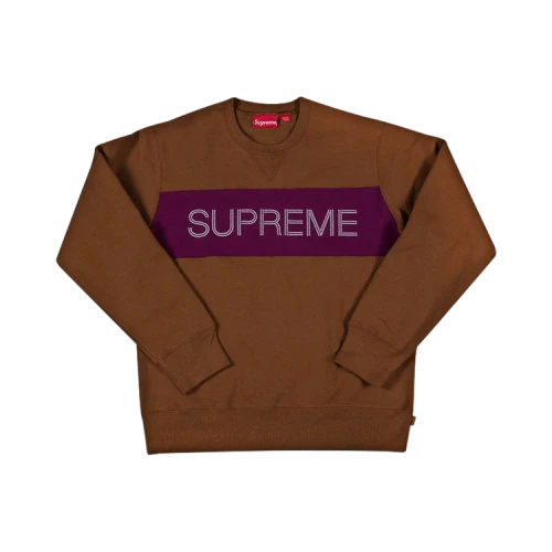 Supreme Zig Zag Stitch Panel Crewneck 'Brown'