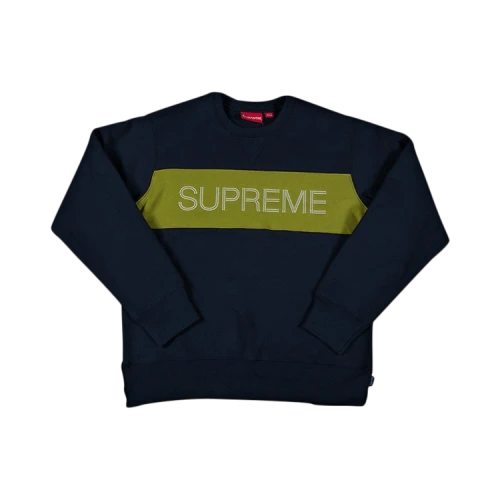 Supreme Zig Zag Stitch Panel Crewneck 'Navy'