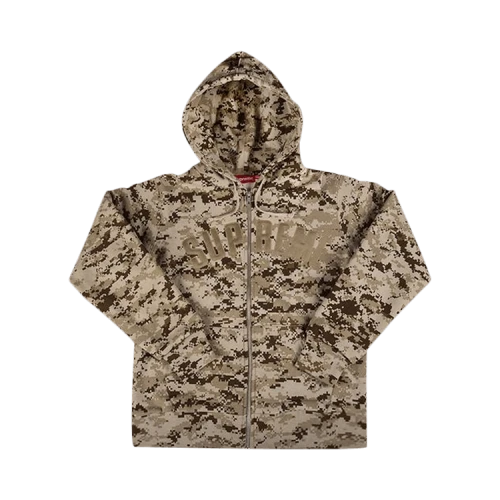 Supreme Arc Logo Thermal Zip Up Sweatshirt 'Tan'