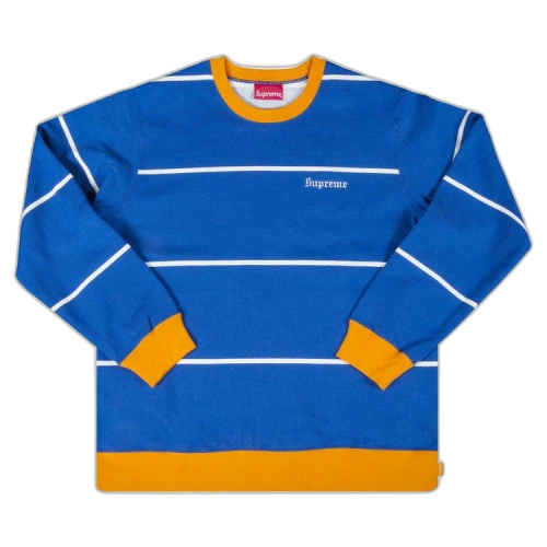 Supreme Striped Crewneck 'Royal Blue'