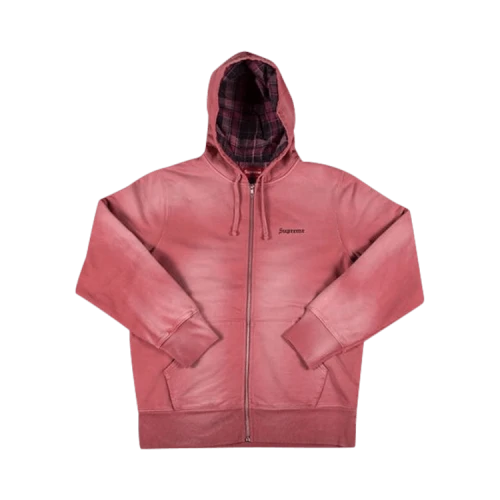 Supreme Bleached Zip Up Sweatshirt 'Rose'