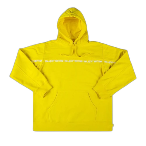 Supreme Text Stripe Hooded Sweatshirt 'Yellow'