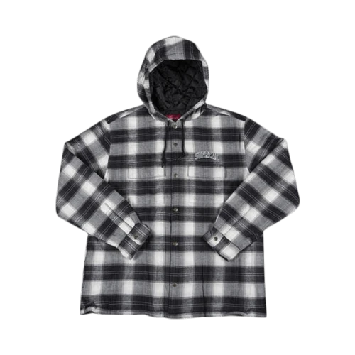 Supreme Quilted Hooded Plaid Shirt 'Black'