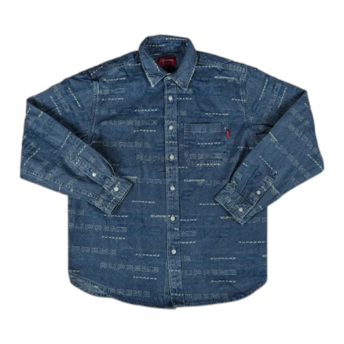 Supreme Dimensions Logo Denim Shirt 'Blue'