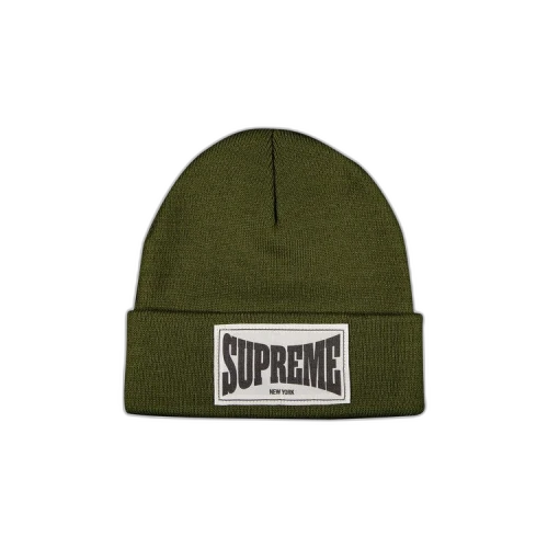 Supreme Woven Label Beanie 'Olive'