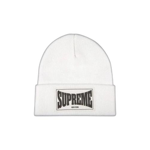 Supreme Woven Label Beanie 'White'