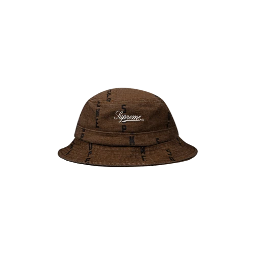 Supreme Logo Stripe Jacquard Denim Crusher 'Brown'