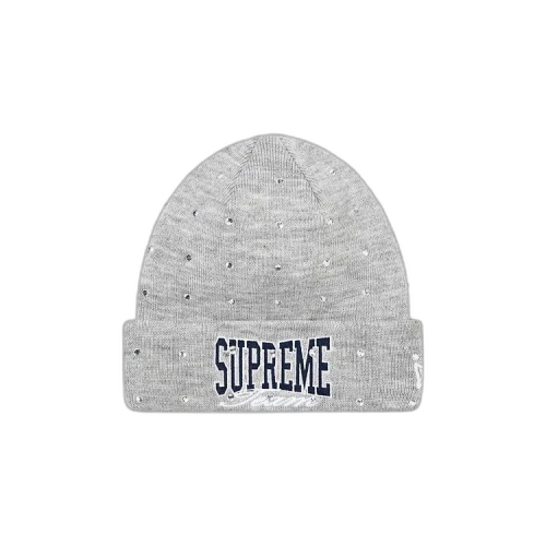 Supreme x New Era Rhinestone Beanie 'Heather Grey'