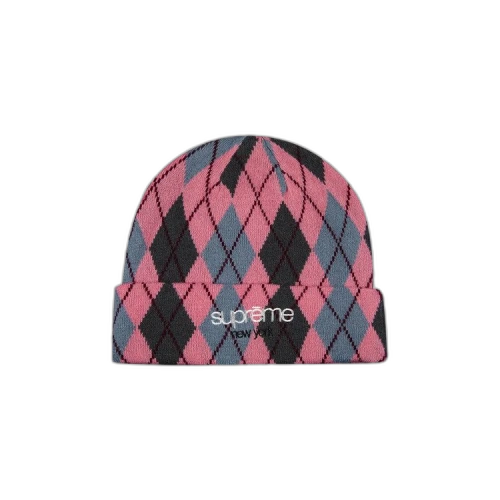 Supreme Argyle Cashmere Beanie 'Dusty Magenta'