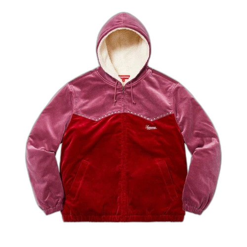 Supreme Studded Velvet Hooded Work Jacket 'Red'