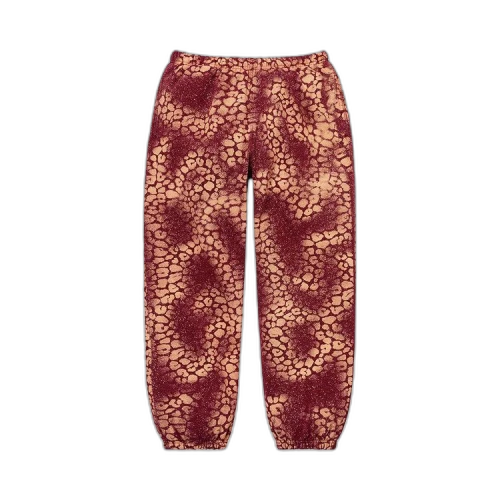 Supreme Bleached Leopard Sweatpant 'Cardinal'