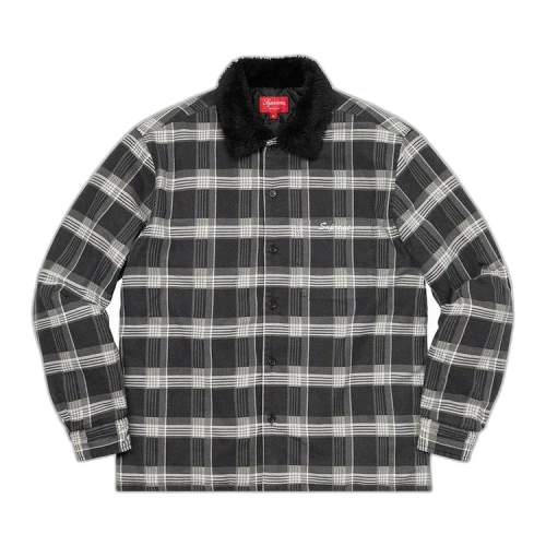Supreme Faux Fur Collar Flannel Shirt 'Black'