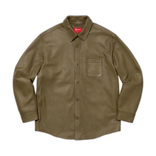Supreme Leather Shirt 'Olive'