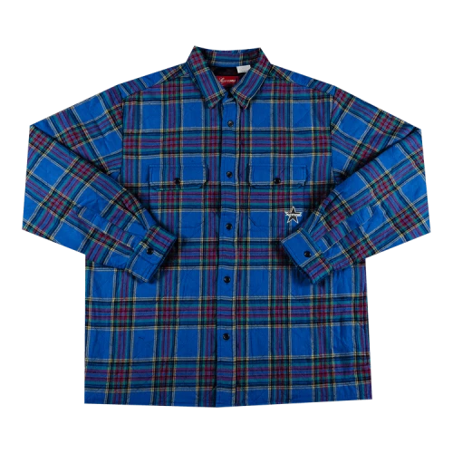 Supreme Quilted Plaid Flannel Shirt 'Dusty Royal'