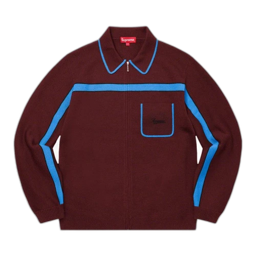 Supreme Chest Stripe Zip Up Cardigan 'Burgundy'