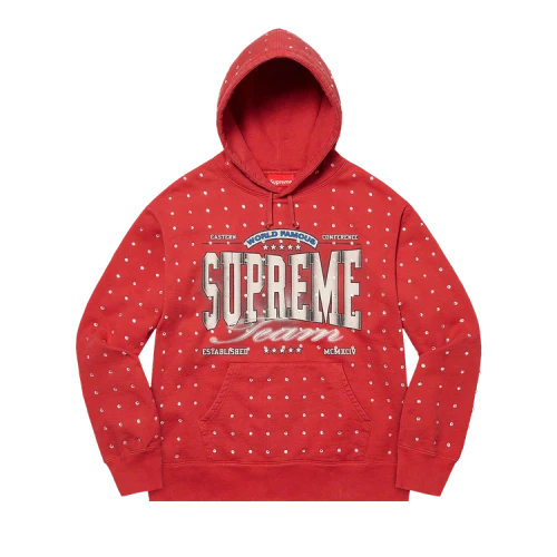 Supreme Rhinestone Hooded Sweatshirt 'Burnt Red'