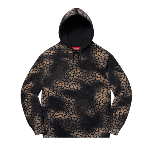 Supreme Bleached Leopard Hooded Sweatshirt 'Black'