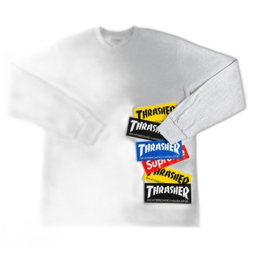 Supreme x Thrasher Multi Logo Long-Sleeve Tee 'Ash Grey'