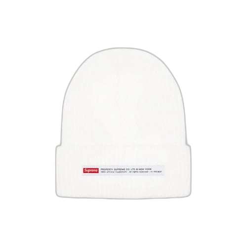 Supreme Property Label Beanie 'White'