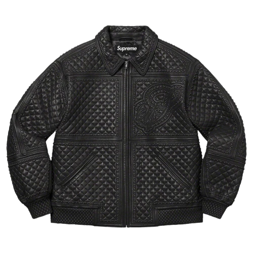 Supreme Studded Quilted Leather Jacket 'Black'