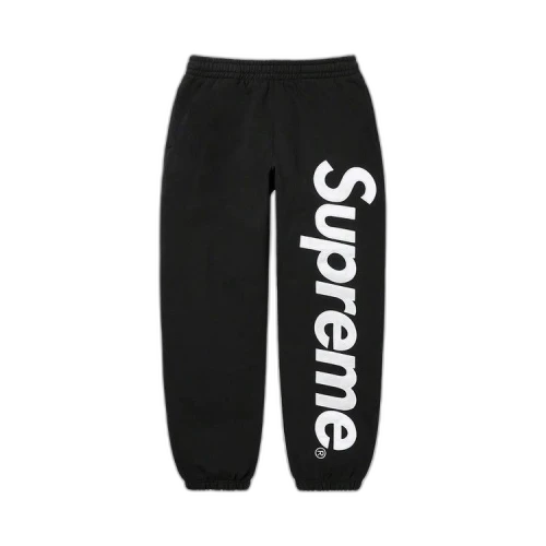 Supreme Satin Appliqué Sweatpant 'Black/White'