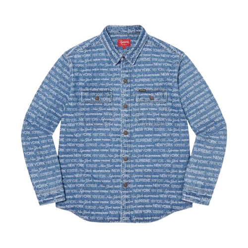 Supreme Multi Type Jacquard Denim Shirt 'Blue'
