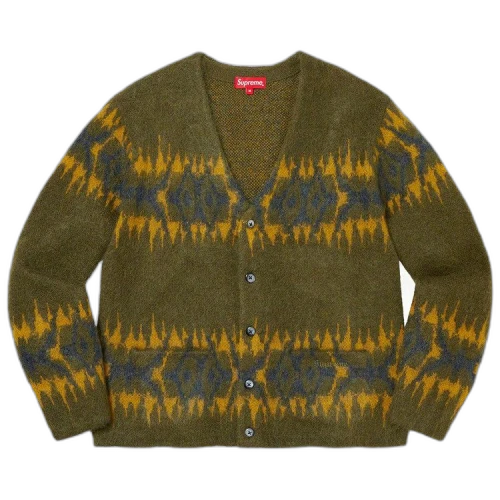 Supreme Abstract Stripe Cardigan 'Olive'