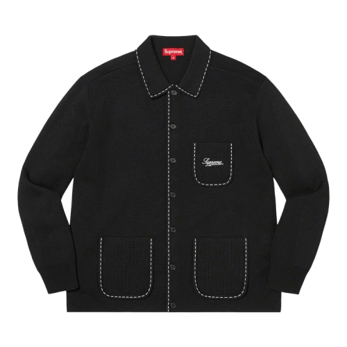 Supreme Contrast Stitch Button Up 'Black'